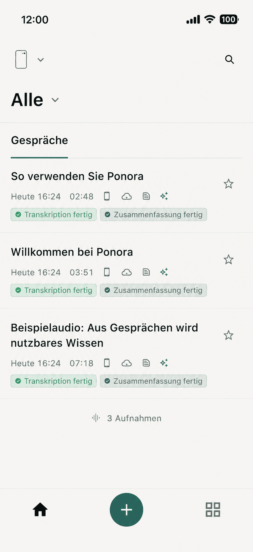 Ponora Note conversation list